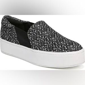 Vince sz 11 Black and White Speckle Platform Slip on Sneakers
